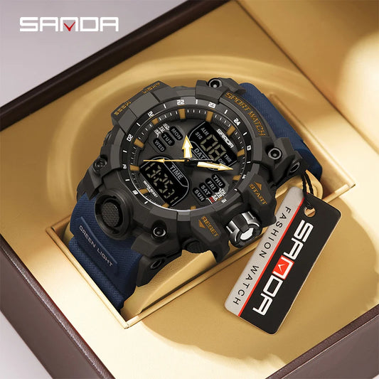 SANDA Dual Display Rugged Military Style Watch