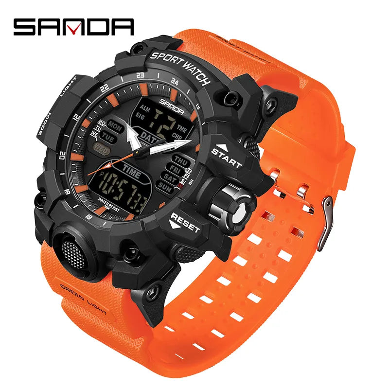 SANDA Dual Display Rugged Military Style Watch