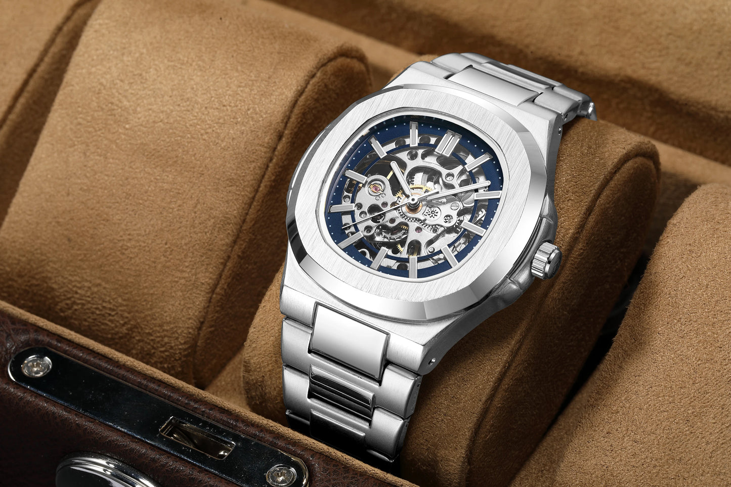 Men's Luxury Watch Skeleton Stainless Steel Sapphire